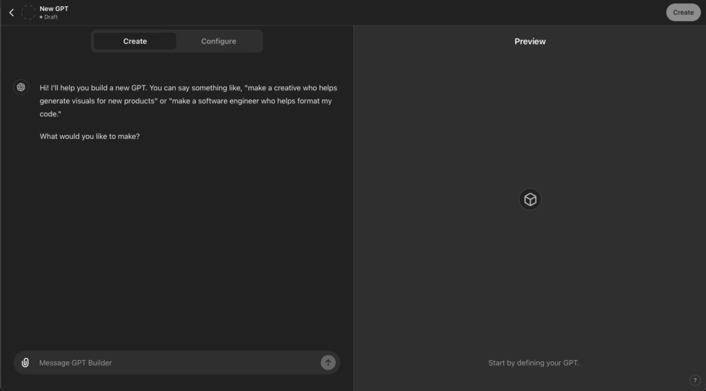 GPT builder interface in ChatGPT